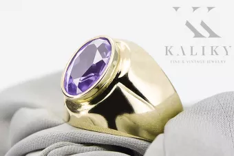 خاتم الكساندريت 14 كارت من الذهب الأصفر مجوهرات فينتاج vrc296y